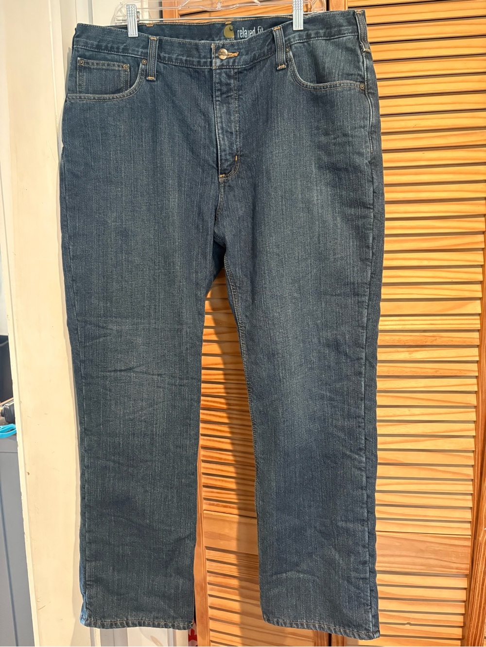 Carhartt Fleece Lined Denim Jeans Mens Relaxed Fit Winter Workwear Pants 40x32
